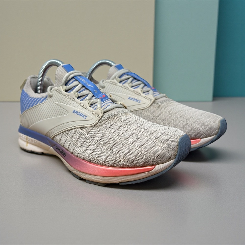 Brooks Ricochet 2 LE Womens Running Shoes Grey Blue Coral 1203141B040 Size 8.5